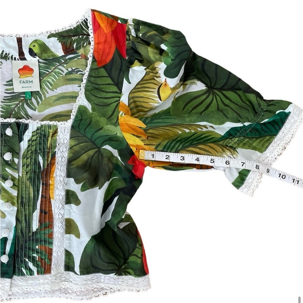 FARM RIO Cocoa Forest Puff-Sleeve Blouse - Excellent Used Condition, Large - Picture 14 of 16